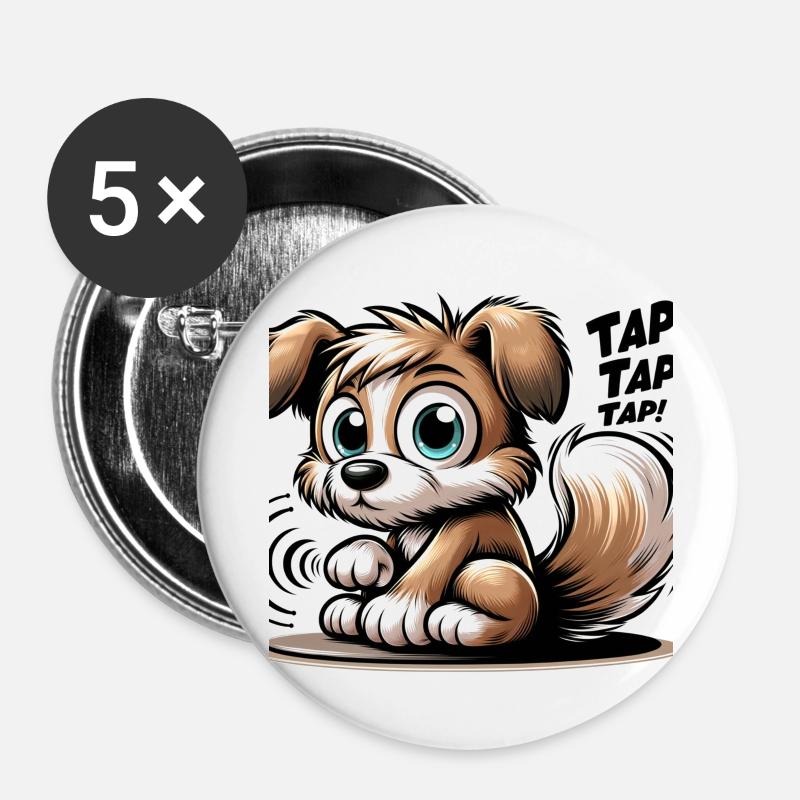 Tap Dance Whiskers - Buttons large 2.2''/56 mm (5-pack) - white