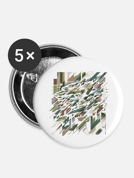 Camouflage-Explosion - Buttons groß 56 mm (5er Pack) - Weiß