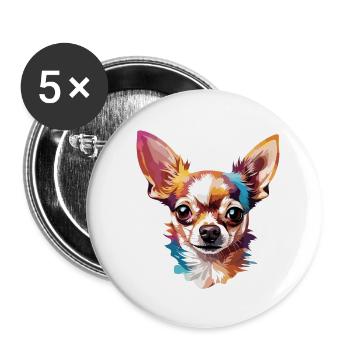 Chihuahua / kleiner Hund / Tier / winzig / Rasse - Buttons groß 56 mm (5er Pack) - Weiß - Vorne