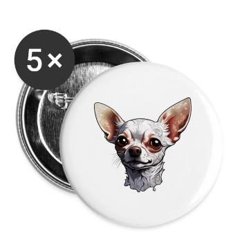 Chihuahua / small dog / animal / tiny / breed - Buttons large 2.2''/56 mm (5-pack) - white - Front