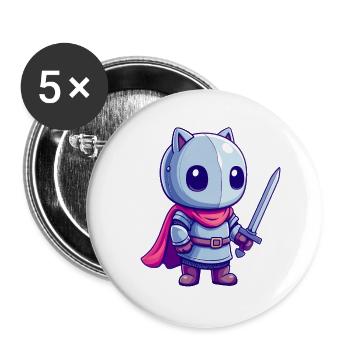 Tapferer Ritter im Comicstil für Kinder - Buttons groß 56 mm (5er Pack) - Weiß - Vorne