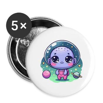 Designs For Kids – Freundliche Aliens - Buttons groß 56 mm (5er Pack) - Weiß - Vorne