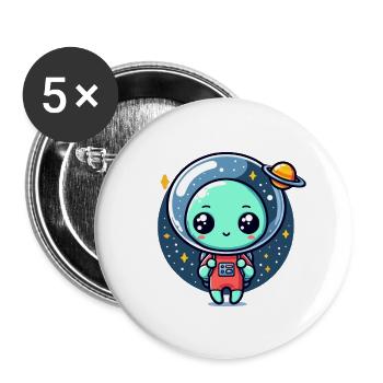 Designs For Kids – Freundliche Aliens - Buttons groß 56 mm (5er Pack) - Weiß - Vorne