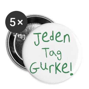 Jeden Tag Gurke - Buttons groß 56 mm (5er Pack) - Weiß - Vorne