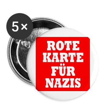 Rote karte für nazis - Buttons groß 56 mm (5er Pack) - Weiß - Vorne