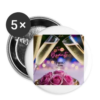 Party, JGA - Buttons groß 56 mm (5er Pack) - Weiß - Vorne