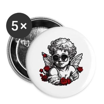 Cupid / Love / Arrow / Heart / Valentine's Day - Buttons large 2.2''/56 mm (5-pack) - white - Front