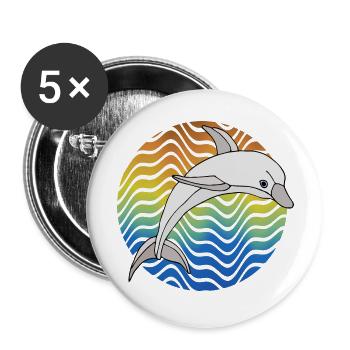 Delfin - Buttons groß 56 mm (5er Pack) - Weiß - Vorne