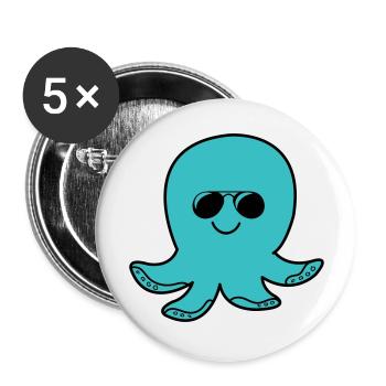 oktopus cool - Buttons groß 56 mm (5er Pack) - Weiß - Vorne