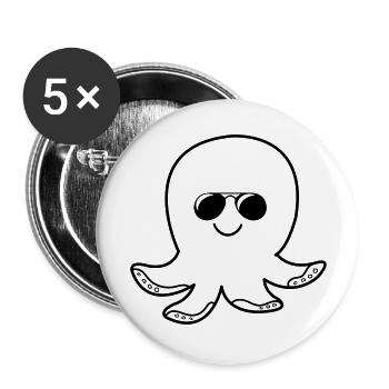 Octopus Cool - Buttons large 2.2''/56 mm (5-pack) - white - Front