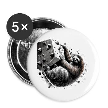 Bouldering Sloth Gift - Buttons large 2.2''/56 mm (5-pack) - white - Front