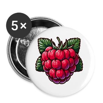 Himbeere - Buttons groß 56 mm (5er Pack) - Weiß - Vorne