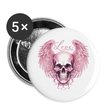 Love lifted me Valentine's Day Skeleton Gothic Wings - Buttons large 2.2''/56 mm (5-pack) - white - Front