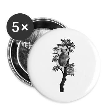 Silhouette d’un koala appuyé contre un arbre - Lot de 5 grands badges (56 mm) - blanc - Devant