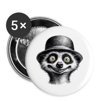 Suricate dans un chapeau - Lot de 5 grands badges (56 mm) - blanc - Devant