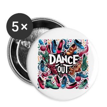 Rhythmus in Bewegung - Buttons groß 56 mm (5er Pack) - Weiß - Vorne
