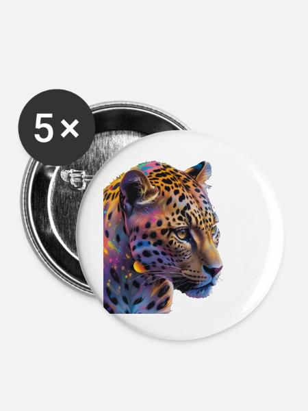 Leopard - Buttons groß 56 mm (5er Pack) - Weiß