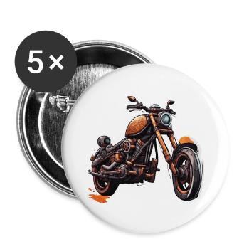 Biker / Motorrad Fahrer / Biker / Zweirad / Cross - Buttons groß 56 mm (5er Pack) - Weiß - Vorne