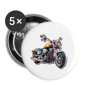 Biker / Motorrad Fahrer / Biker / Zweirad / Cross - Buttons groß 56 mm (5er Pack) - Weiß - Vorne