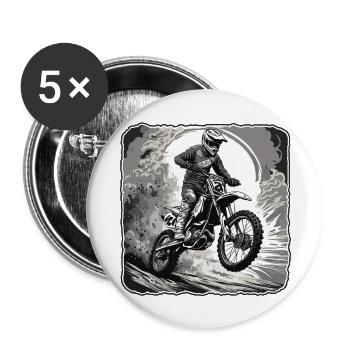 Biker / Motorbike Rider / Biker / Two-Wheeler / Cross - Buttons large 2.2''/56 mm (5-pack) - white - Front