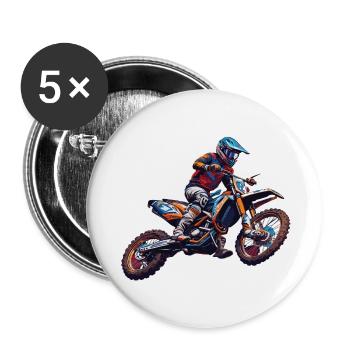 Biker / Motorcycle Rider / Biker / Two-Wheeler / Cross - Buttons large 2.2''/56 mm (5-pack) - white - Front