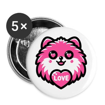 Pomeranian In Love - Buttons large 2.2''/56 mm (5-pack) - white - Front