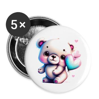 Little Love Bear - Buttons large 2.2''/56 mm (5-pack) - white - Front