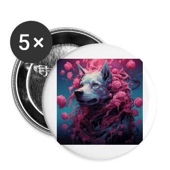 Celestial Canine Dreams - Buttons groß 56 mm (5er Pack) - Weiß - Vorne