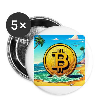 Bitcoin am Strand. - Buttons groß 56 mm (5er Pack) - Weiß - Vorne
