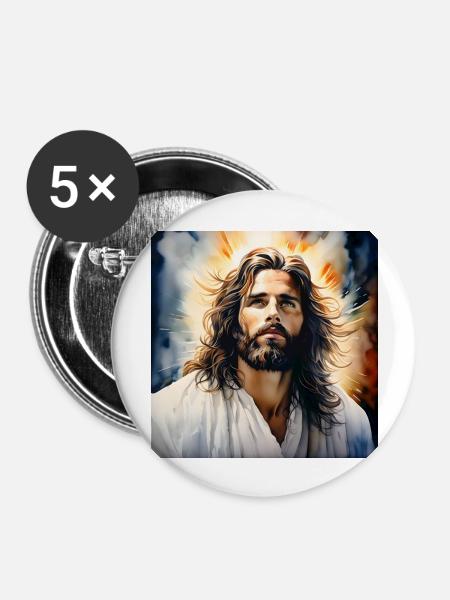 Jesus - Buttons groß 56 mm (5er Pack) - Weiß