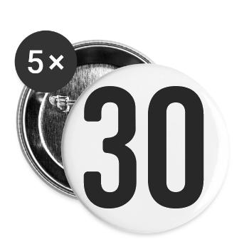 30. Geburtstag Zahl - Buttons groß 56 mm (5er Pack) - Weiß - Vorne