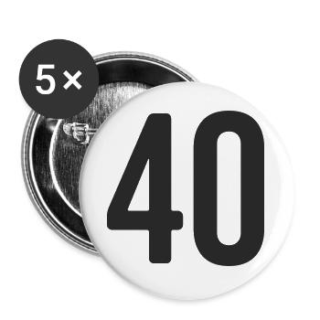40. Geburtstag Zahl - Buttons groß 56 mm (5er Pack) - Weiß - Vorne