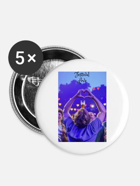 Festival Love - Buttons groß 56 mm (5er Pack) - Weiß