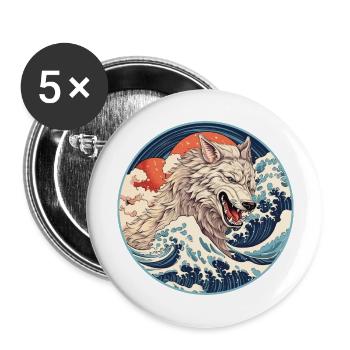 Seewolf Japan - Buttons groß 56 mm (5er Pack) - Weiß - Vorne