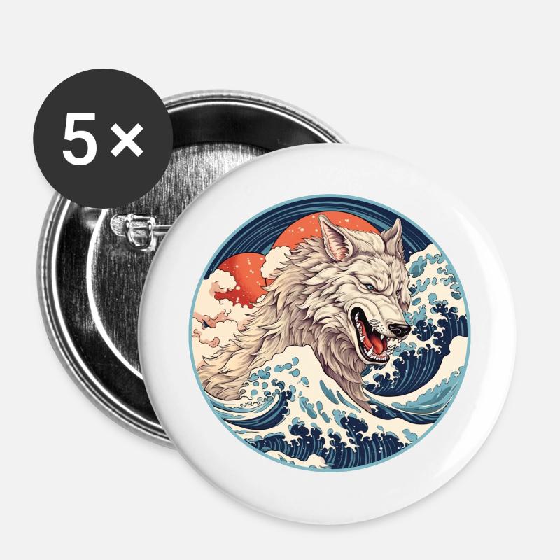 Seewolf Japan - Buttons groß 56 mm (5er Pack) - Weiß