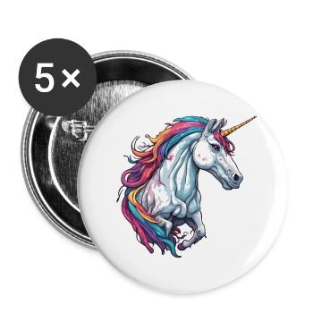 Unicorn / mythical creatures / fairy tales / magic / glitter - Buttons large 2.2''/56 mm (5-pack) - white - Front