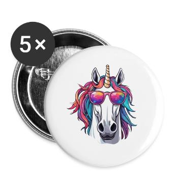 Unicorn / mythical creatures / fairy tales / magic / glitter - Buttons large 2.2''/56 mm (5-pack) - white - Front