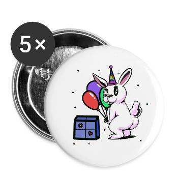 Bunny Birthday Congratulations Celebrations - Buttons large 2.2''/56 mm (5-pack) - white - Front