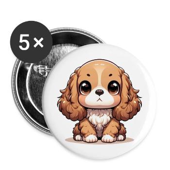 Digital illustration of cute Cocker Spaniel dog - Buttons large 2.2''/56 mm (5-pack) - white - Front
