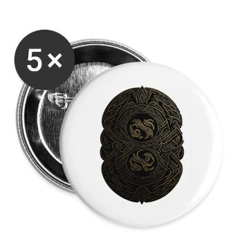 Mayan Black and Gold Monogram - Buttons large 2.2''/56 mm (5-pack) - white - Front