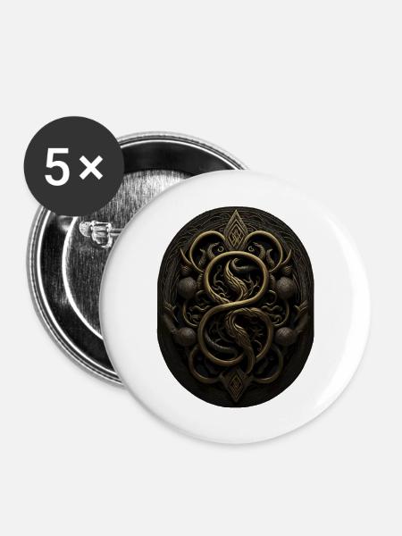 Maya Schwarz-Gold-Monogramm - Buttons groß 56 mm (5er Pack) - Weiß