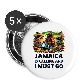 La Jamaïque appelle Je dois y aller - Lot de 5 grands badges (56 mm) - blanc - Devant
