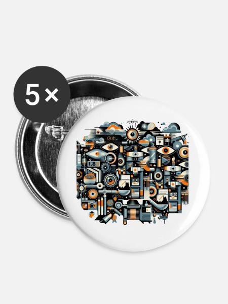 Indriustrial-Technologie - Buttons groß 56 mm (5er Pack) - Weiß
