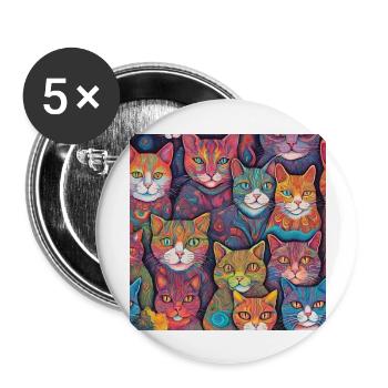 Colorful Cats - Buttons large 2.2''/56 mm (5-pack) - white - Front