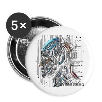 Digital Mind - Buttons groß 56 mm (5er Pack) - Weiß - Vorne