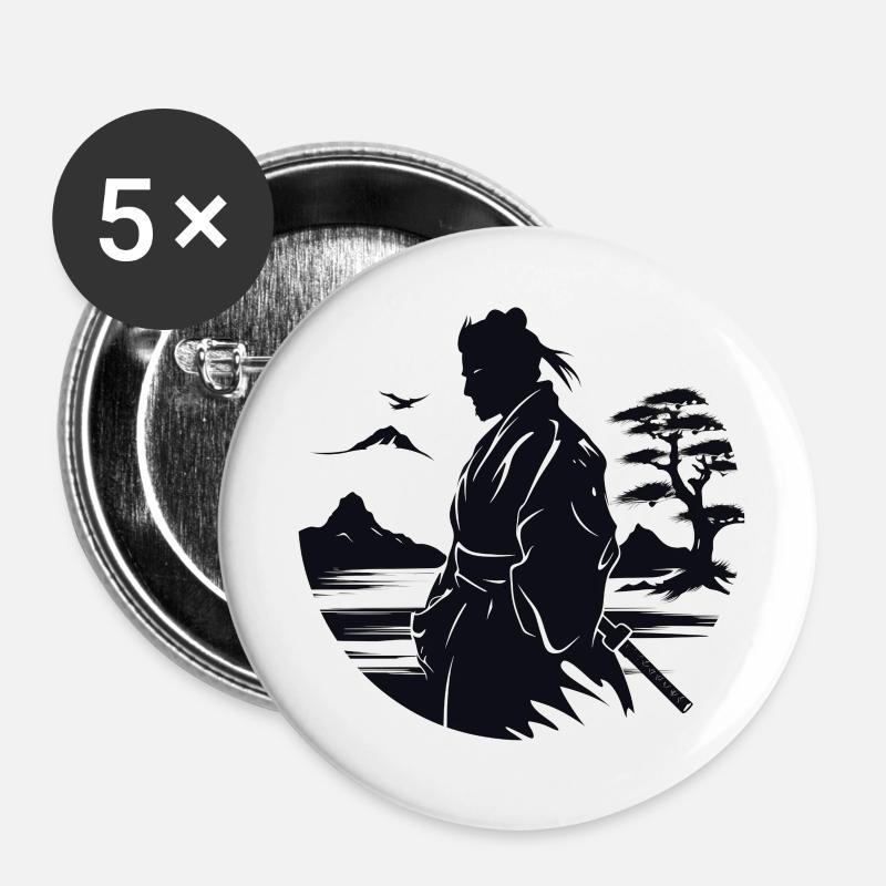 Zen Samurai - Buttons large 2.2''/56 mm (5-pack) - white