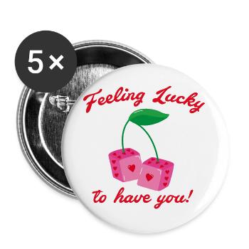 Feeling lucky to have you - Buttons groß 56 mm (5er Pack) - Weiß - Vorne