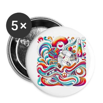 Retro-Wirbel-Vibes - Buttons groß 56 mm (5er Pack) - Weiß - Vorne