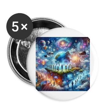 Komm ins Metaverse - Buttons groß 56 mm (5er Pack) - Weiß - Vorne