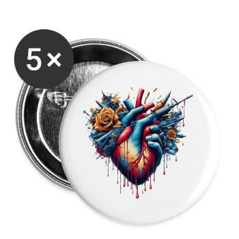 Anti-Kriegs-Herz - Buttons groß 56 mm (5er Pack) - Weiß - Vorne